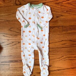 Cozy Pumpkin Print Kids Footie Pajamas